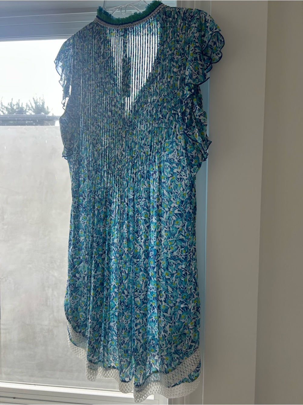 Poupette St. Barth Blue Floral Short Sleeve V-Neck Women’s Dress - Picture 2 of 5